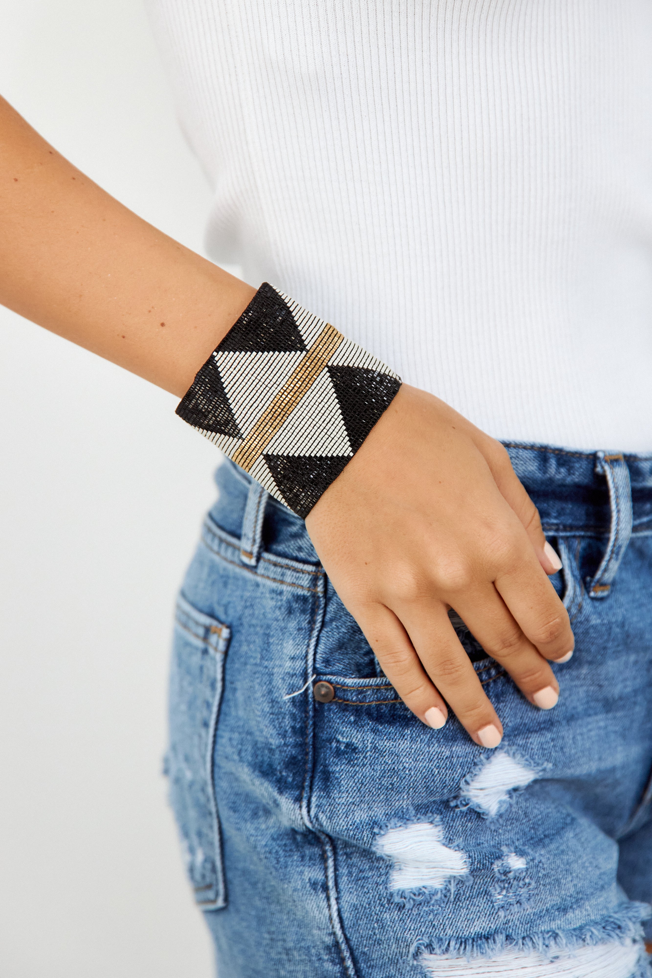 Ink+Alloy Diamonds Gold Stripe Luxe Bracelet