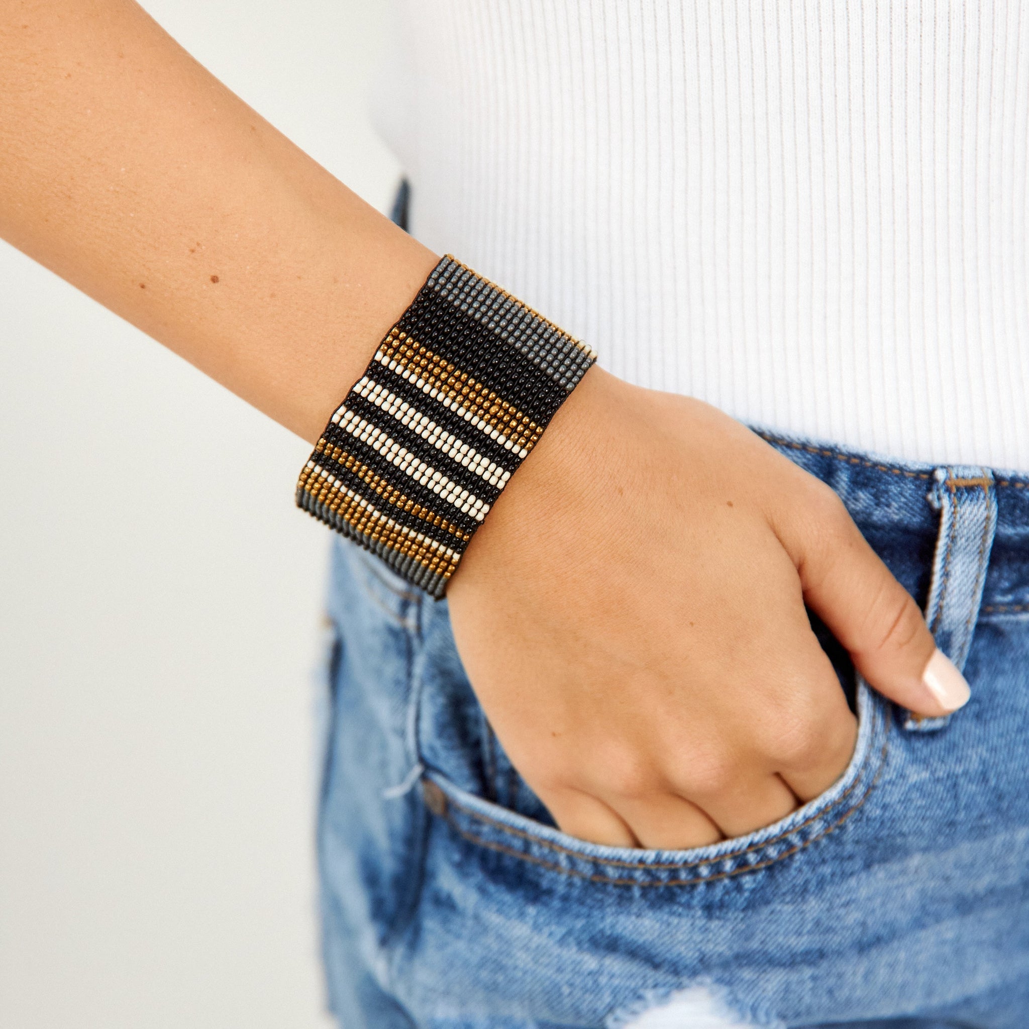 Ink+Alloy Stripe Stretch Bracelet