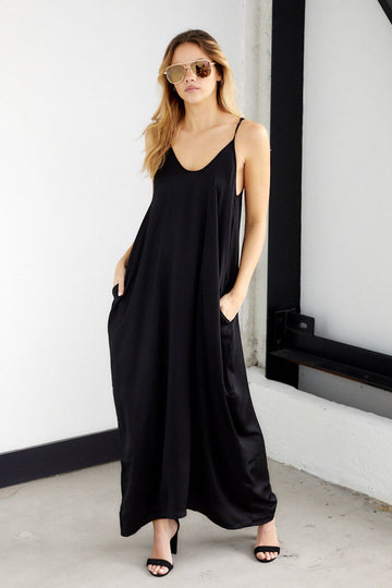 Lucy Satin Sleeveless Maxi Dress