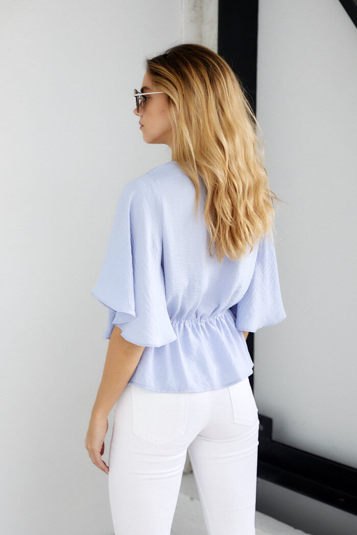 Moxie Twist Front Short Sleeve Blouse