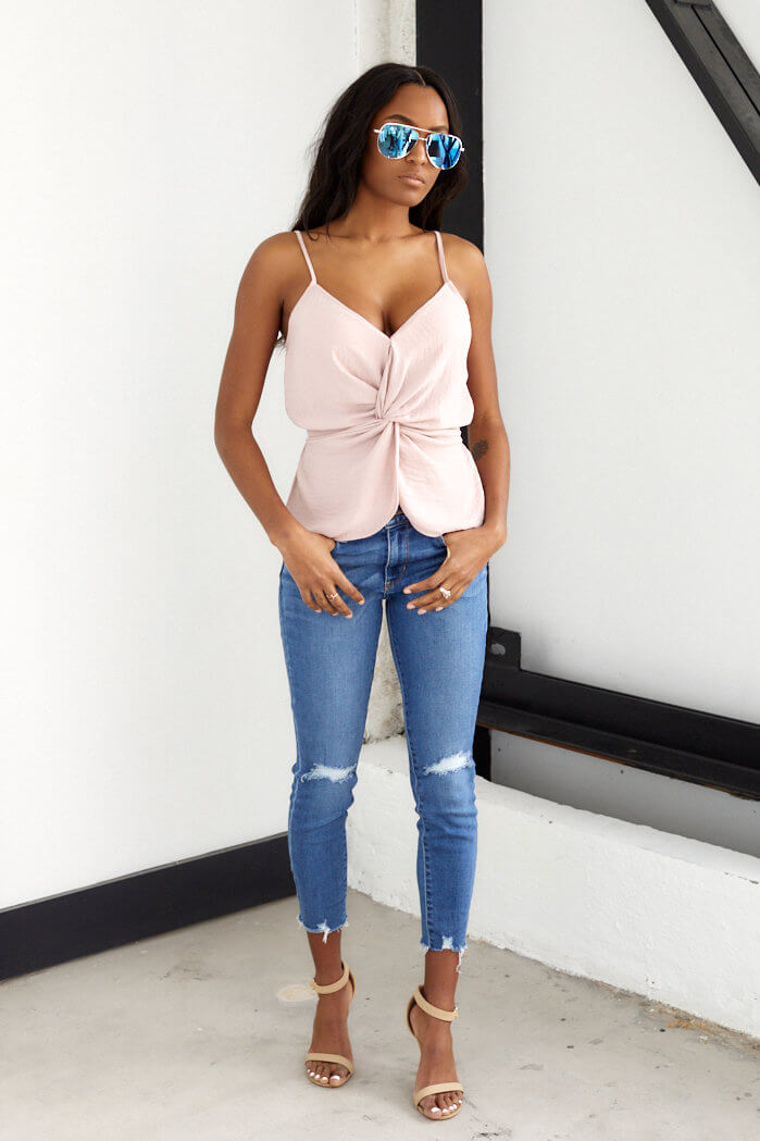 Pia Twist Front Sleeveless Blouse