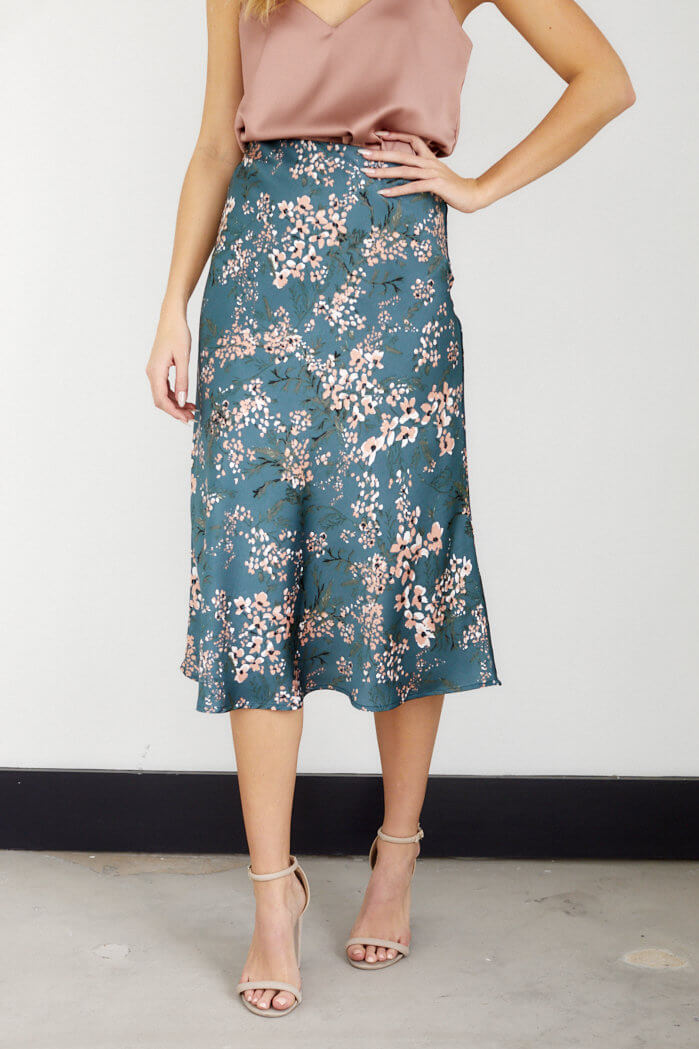 Fawn Floral Midi Slip Skirt
