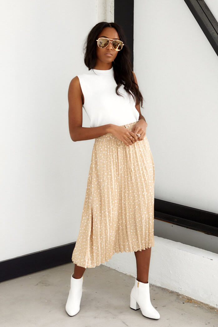 Brielle Print Pleated Midi Skirt