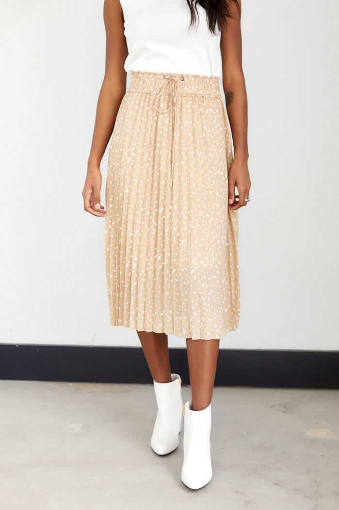 Brielle Print Pleated Midi Skirt