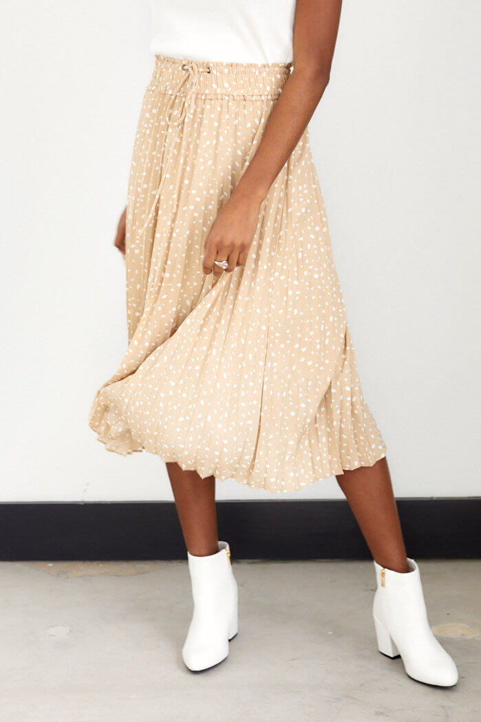 Brielle Print Pleated Midi Skirt
