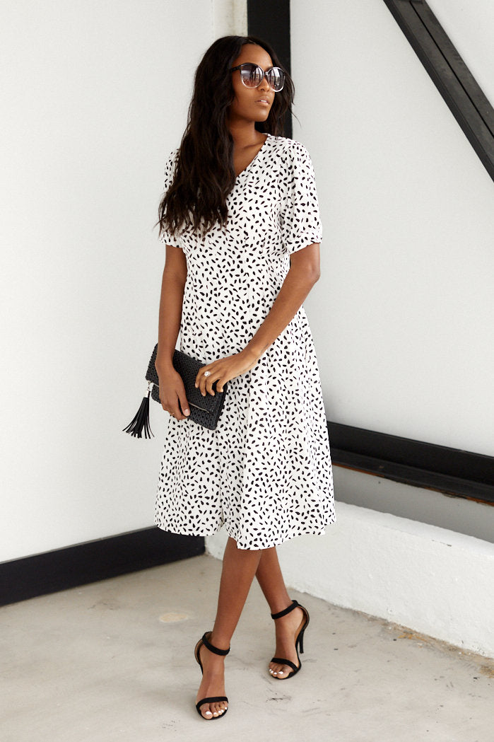 June Short Sleeve Print Mini Dress