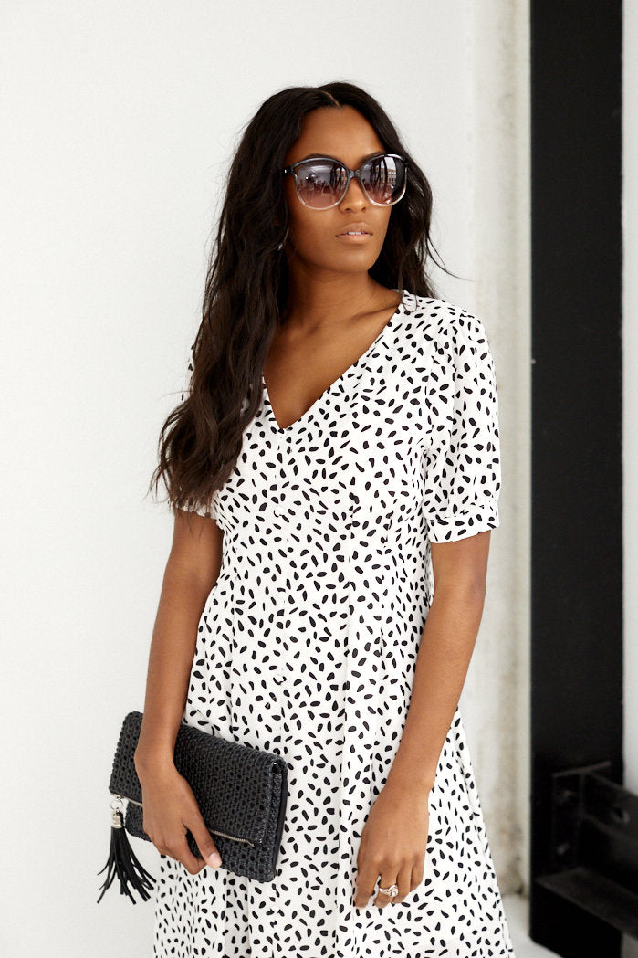 June Short Sleeve Print Mini Dress