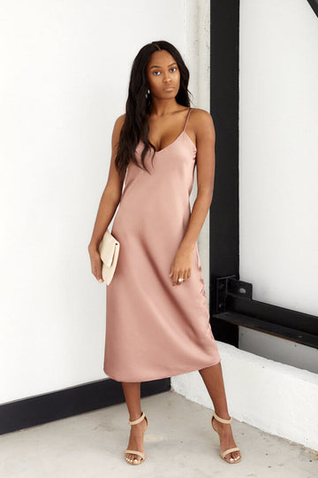 Rose Sleeveless Solid Midi Dress