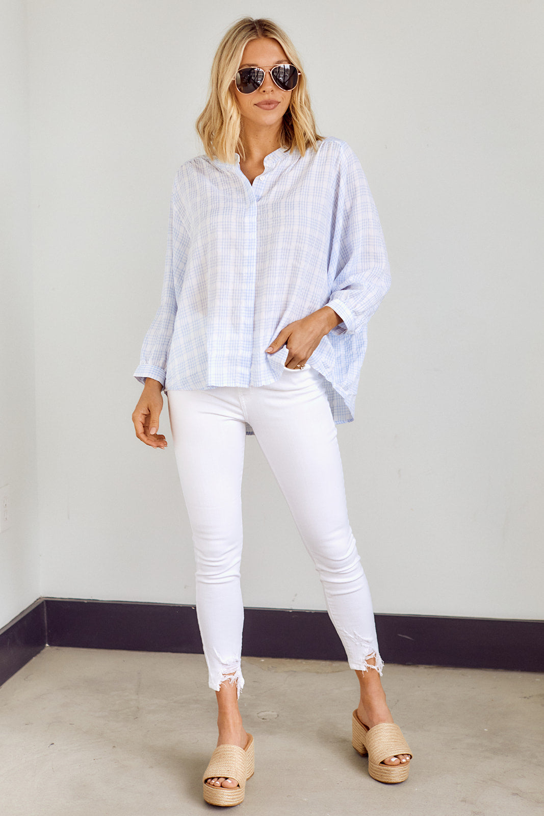 Cami Plaid Button Front Blouse