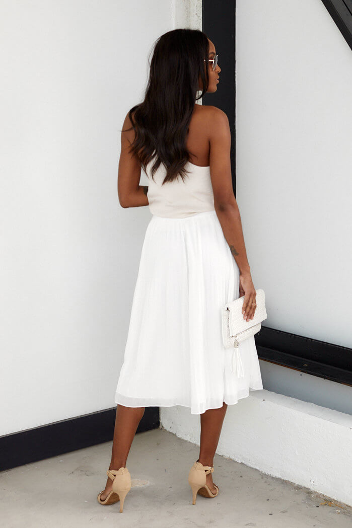 Penn Pleated Flare Midi Skirt