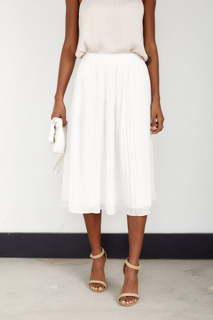 Penn Pleated Flare Midi Skirt