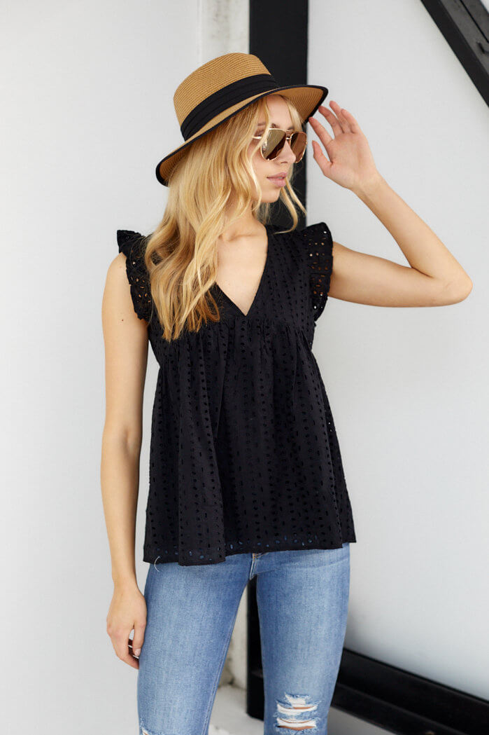 Livy Eyelet Ruffle Top