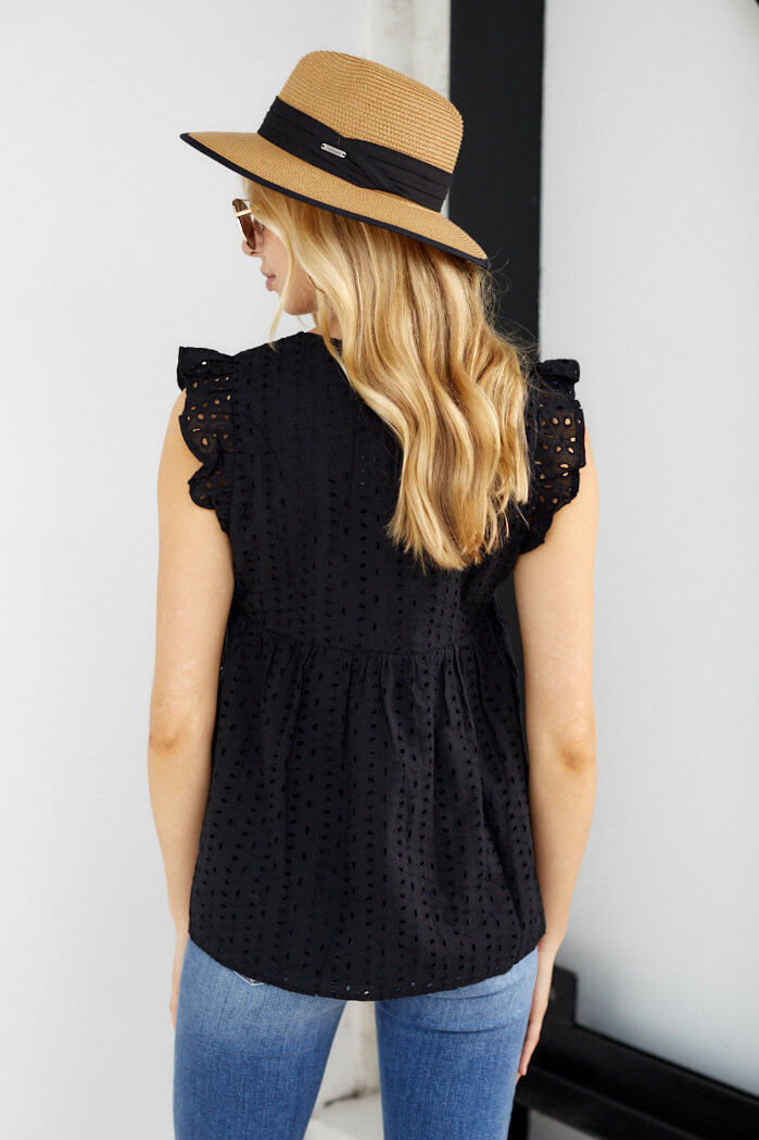 Livy Eyelet Ruffle Top