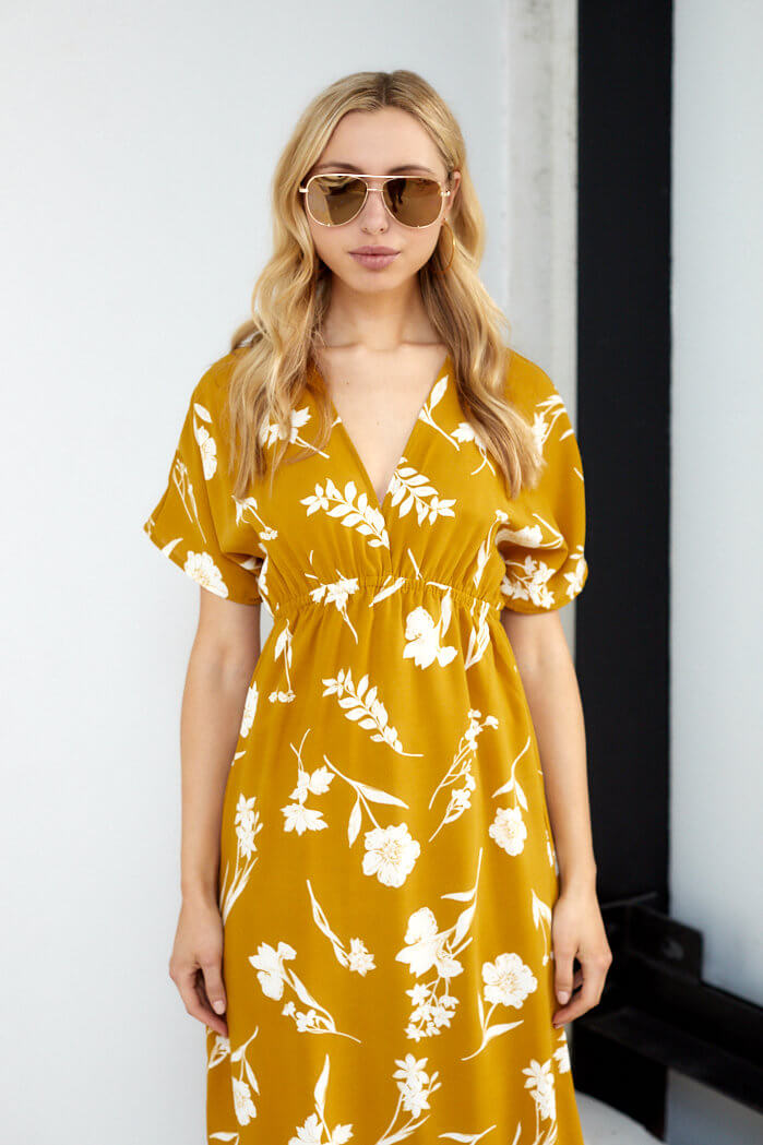 Holland Short Sleeve Floral Print Maxi