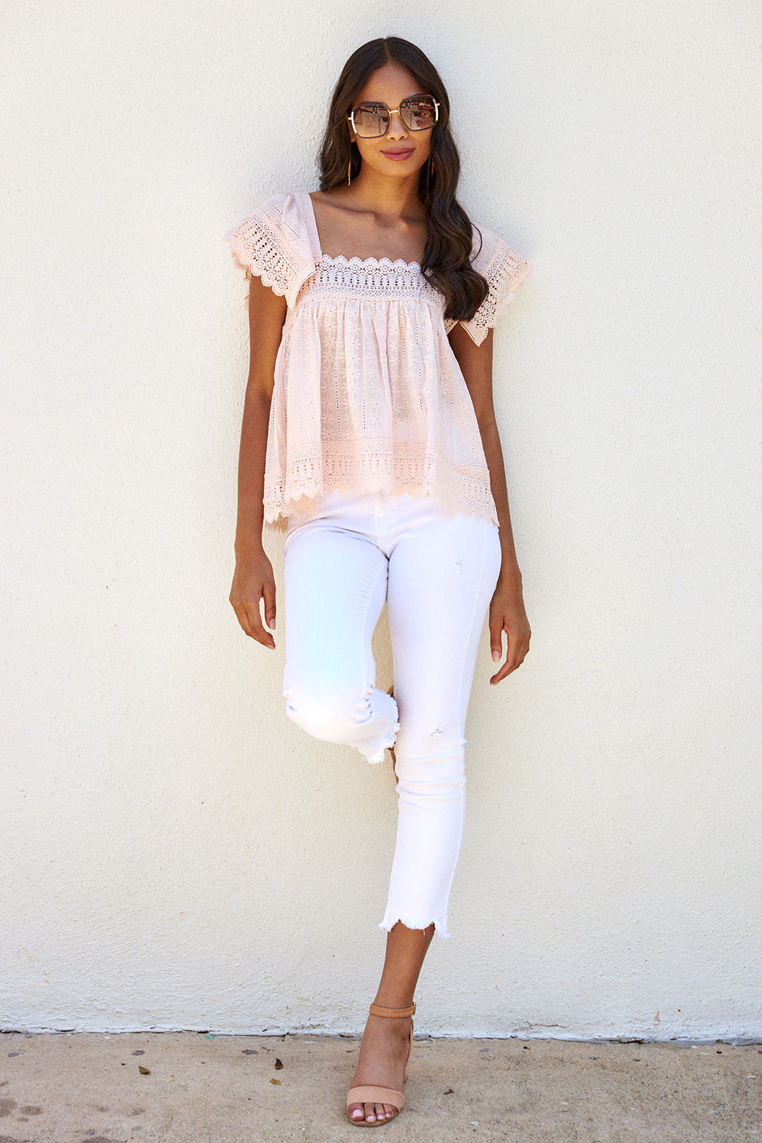 Contessa Lace Trim Babydoll Blouse