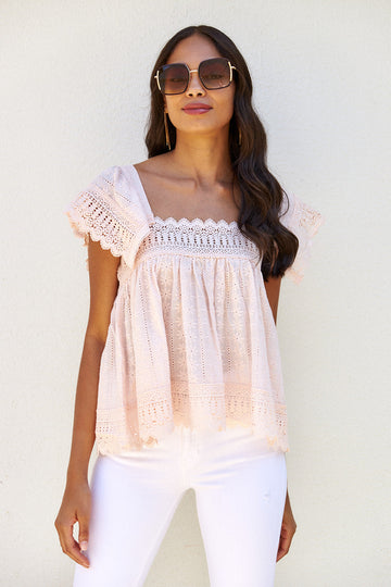 Contessa Lace Trim Babydoll Blouse