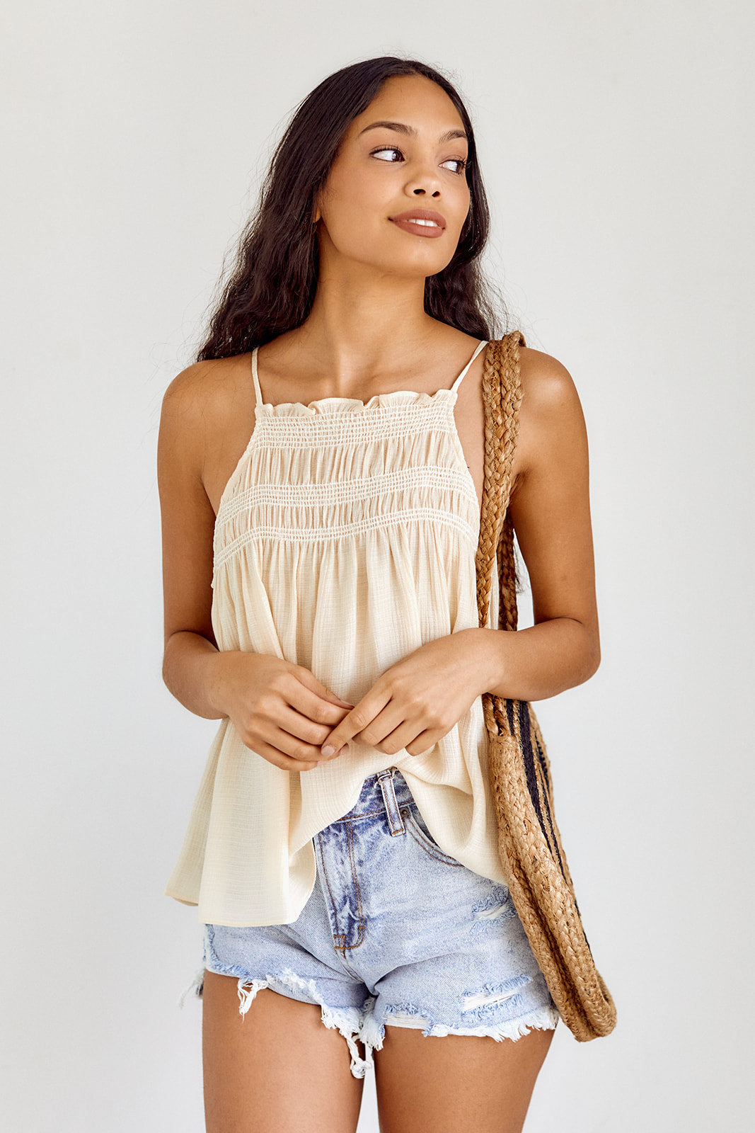 Lora Shirred Swing Blouse