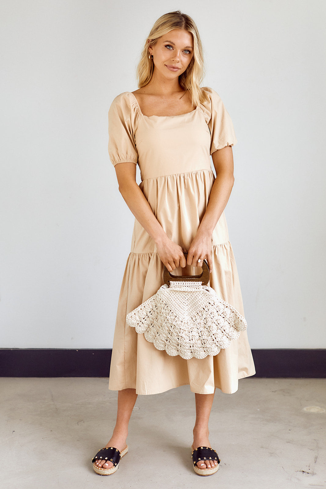 Lumi Tiered Puff Sleeve Midi Dress