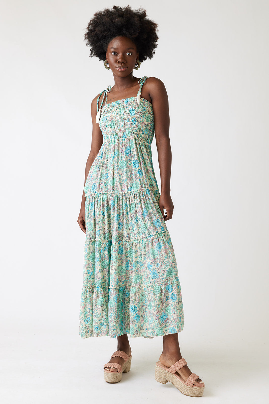 Elena Paisley Smocked Maxi Dress