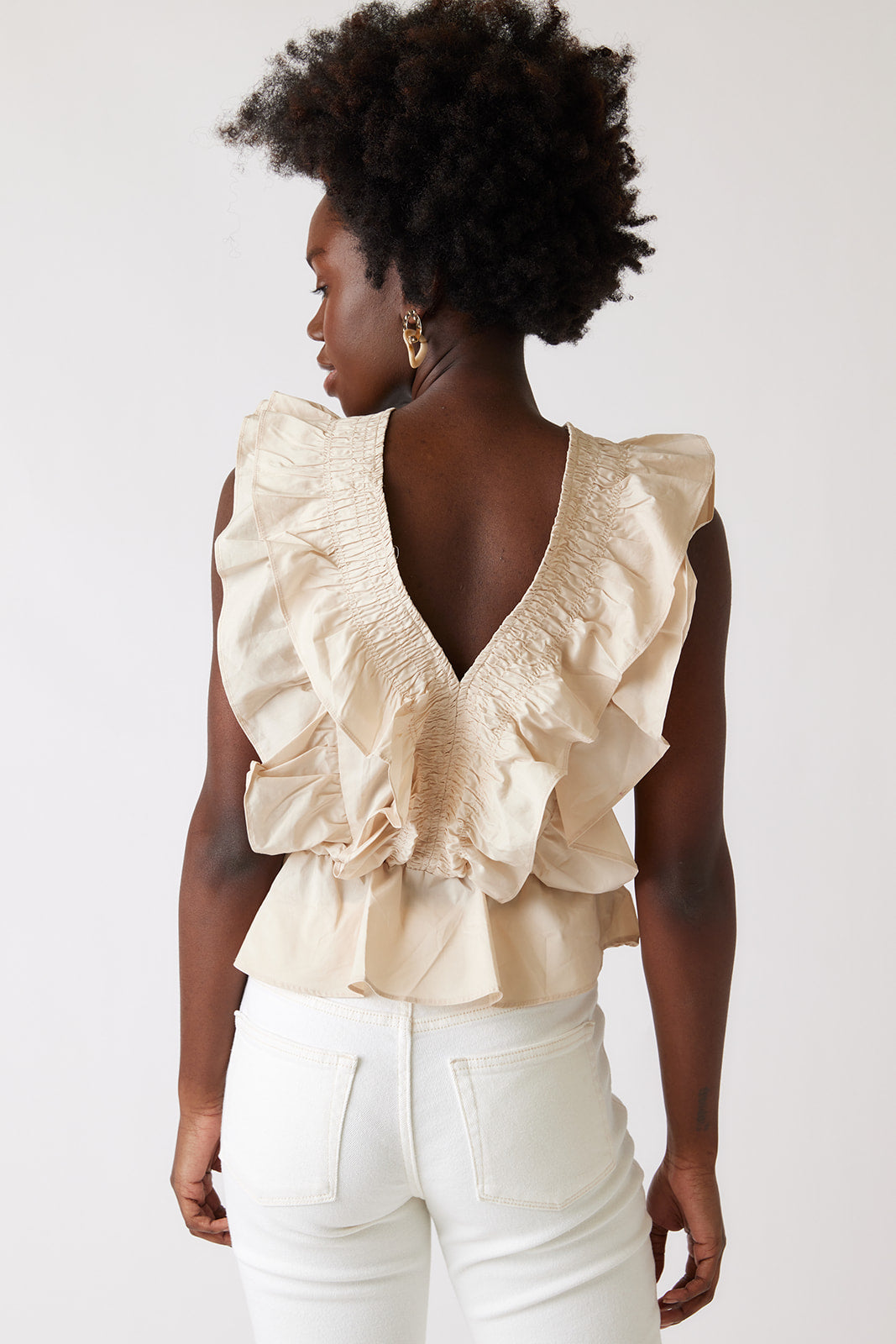 Raven Smocked Detail Ruffled Blouse