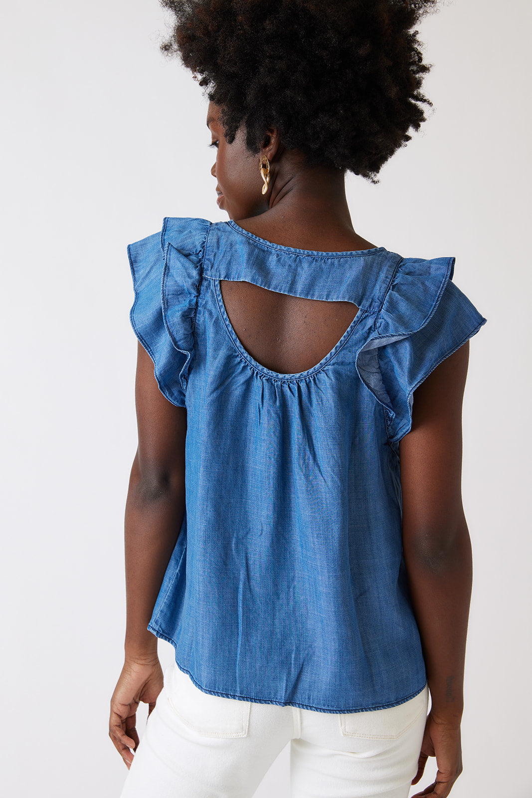 Sally Chambray Puff Sleeve Top