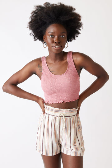 Aria Striped Tie Waist Shorts