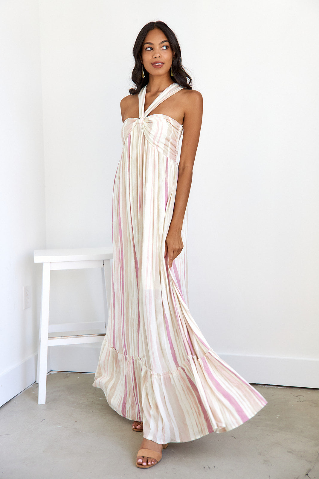 SALE- Lucian Stripe Halter Dress