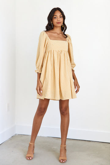 SALE- Keely Gingham Babydoll Dress