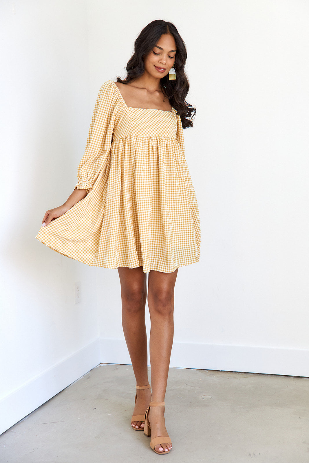 SALE- Keely Gingham Babydoll Dress