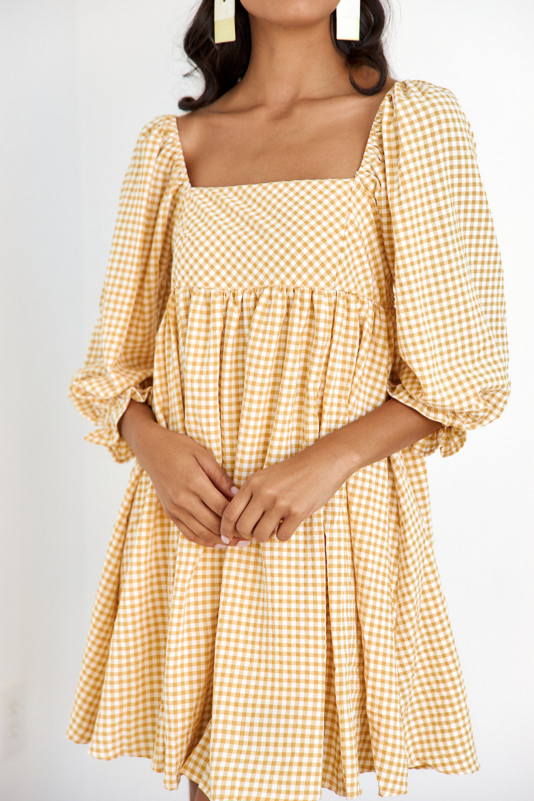 SALE- Keely Gingham Babydoll Dress