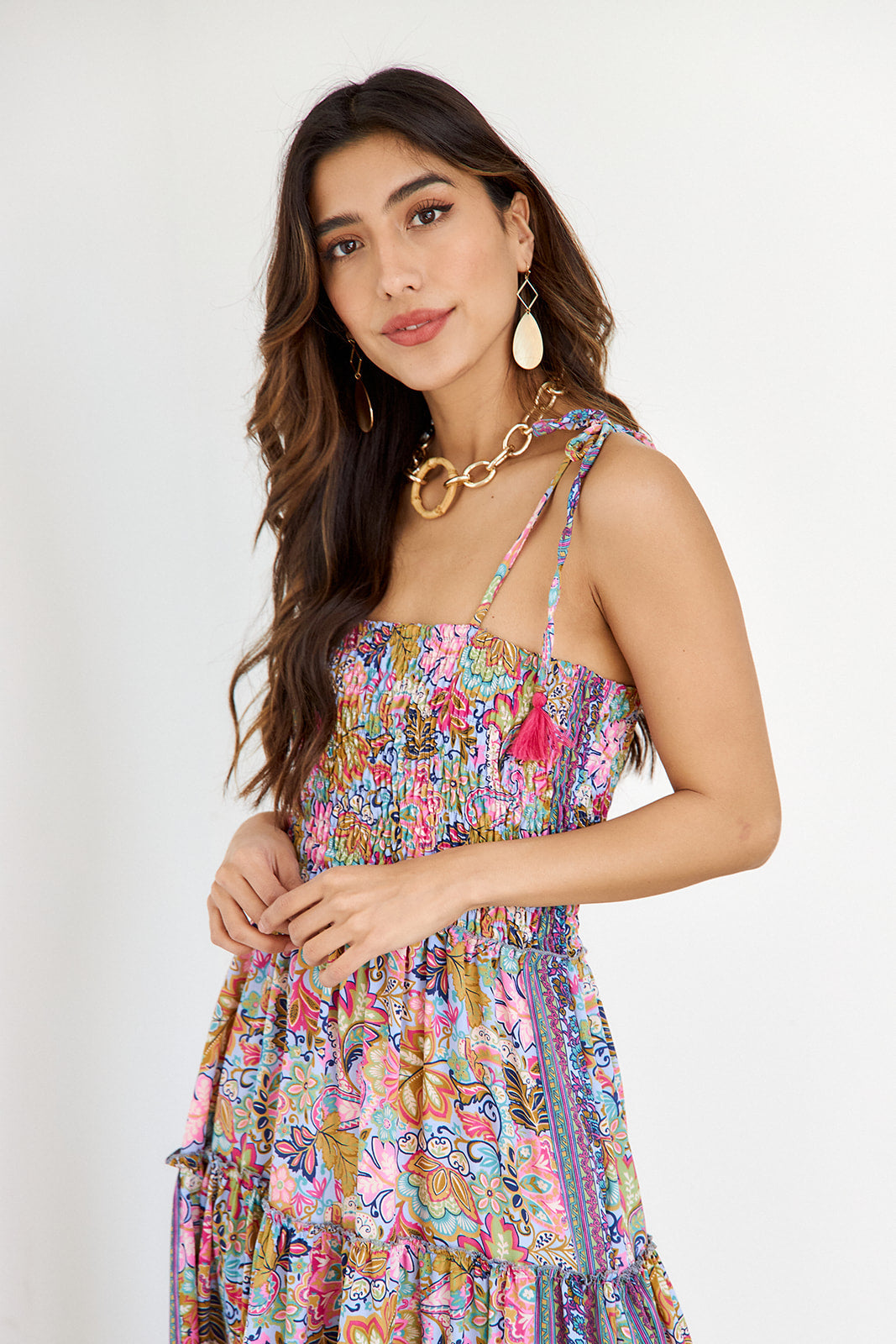 Cheree Smocked Paisley Maxi Dress