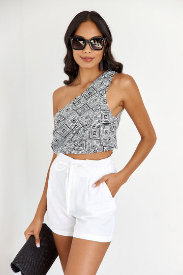 SALE- Sanders One Shoulder Print Top