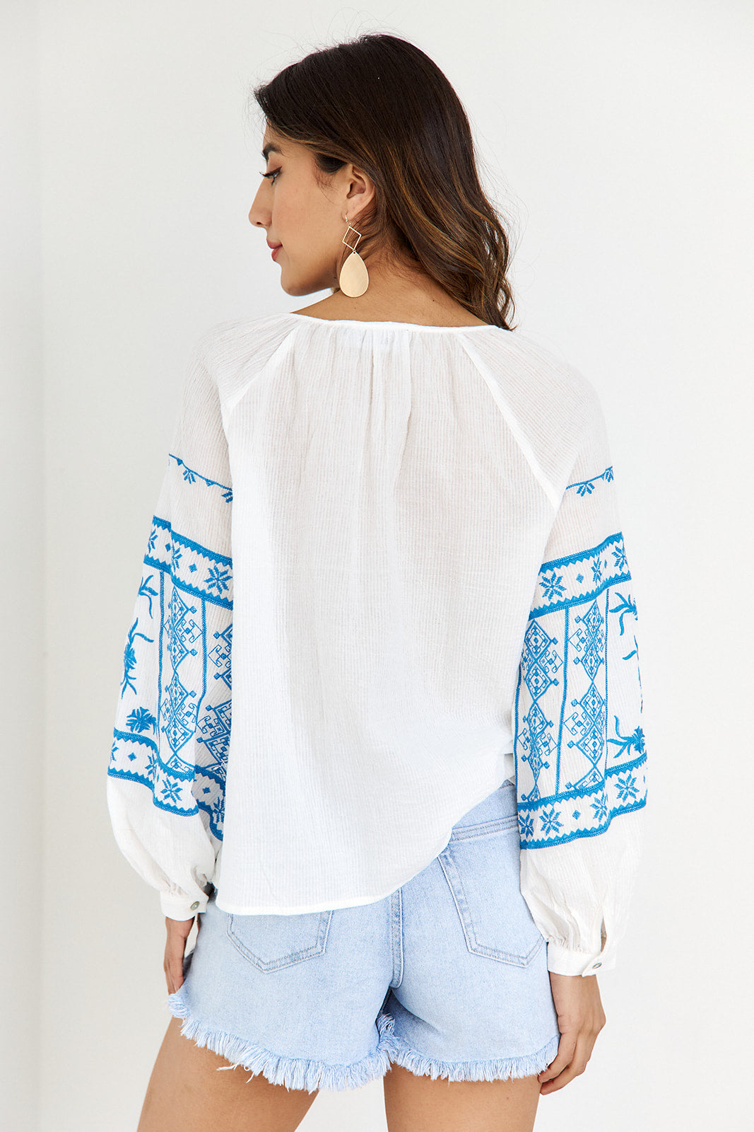 SALE- Alexan Embroidered Sleeve Blouse