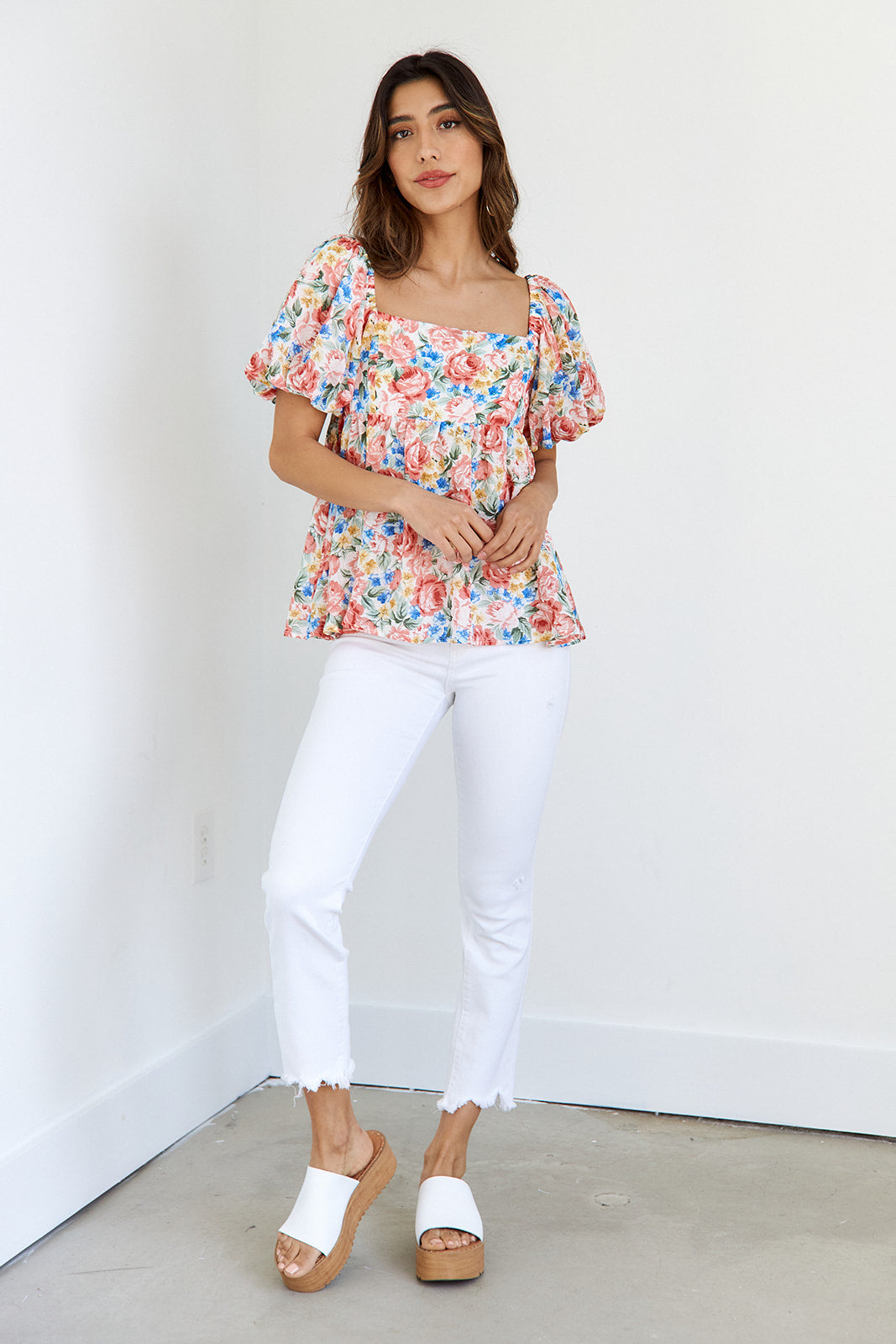 SALE - Cayla Floral Puff Sleeve Blouse