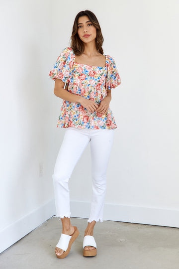 SALE - Cayla Floral Puff Sleeve Blouse