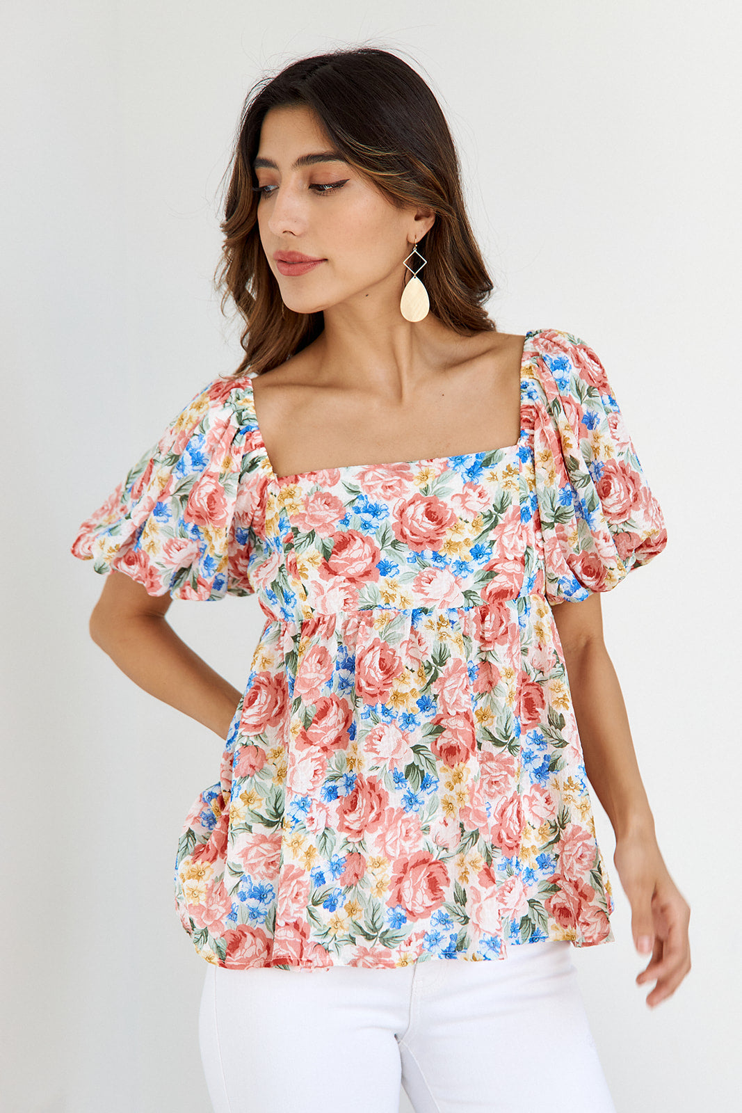 SALE - Cayla Floral Puff Sleeve Blouse