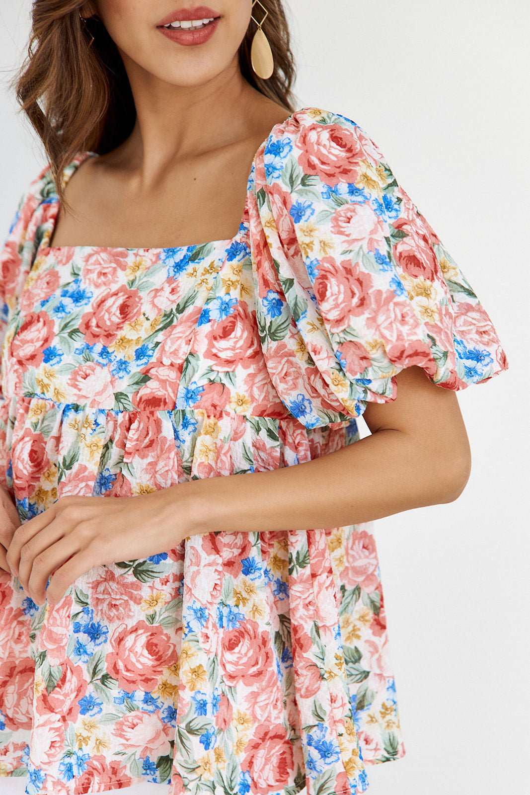 SALE - Cayla Floral Puff Sleeve Blouse