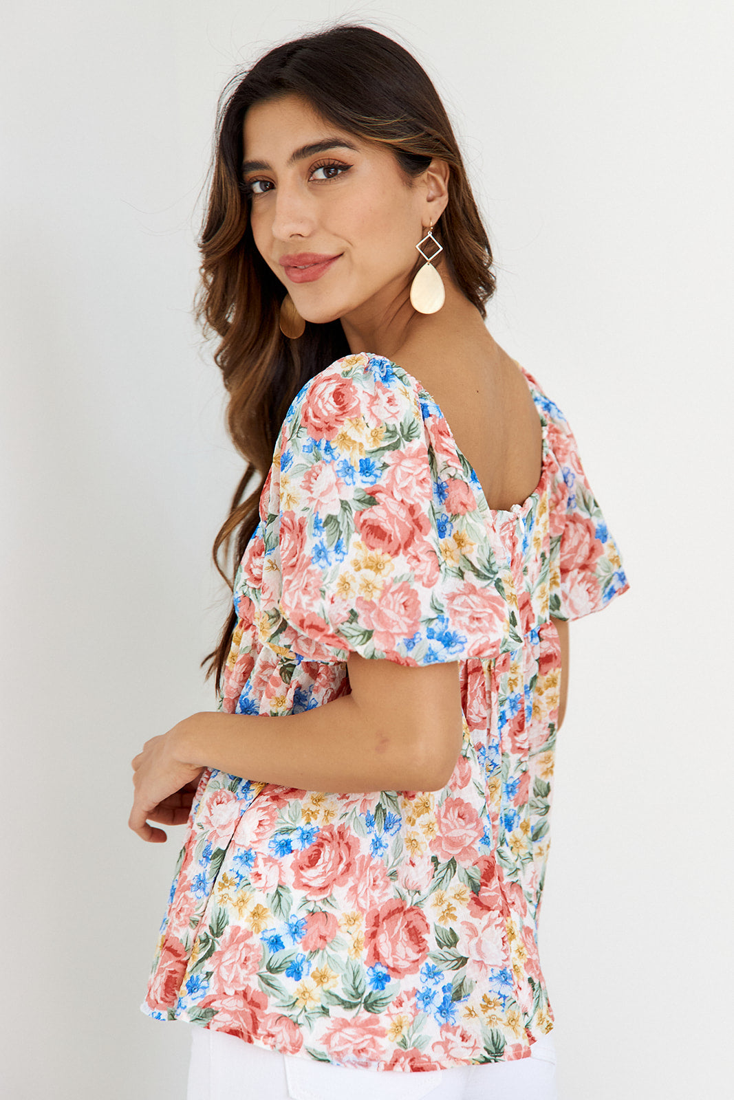 SALE - Cayla Floral Puff Sleeve Blouse