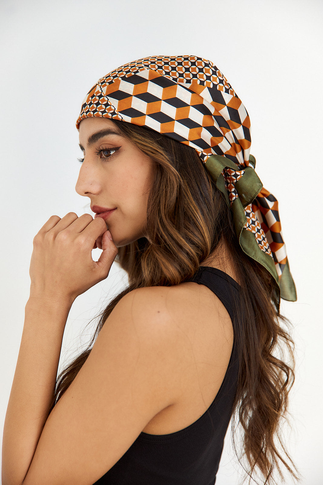 Huxley Geometric Print Silky Bandana