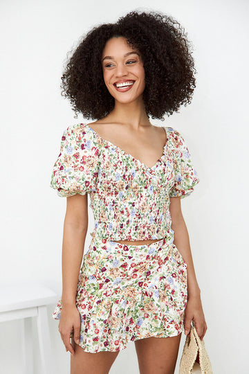 SALE- Lennon Floral Smocked Top
