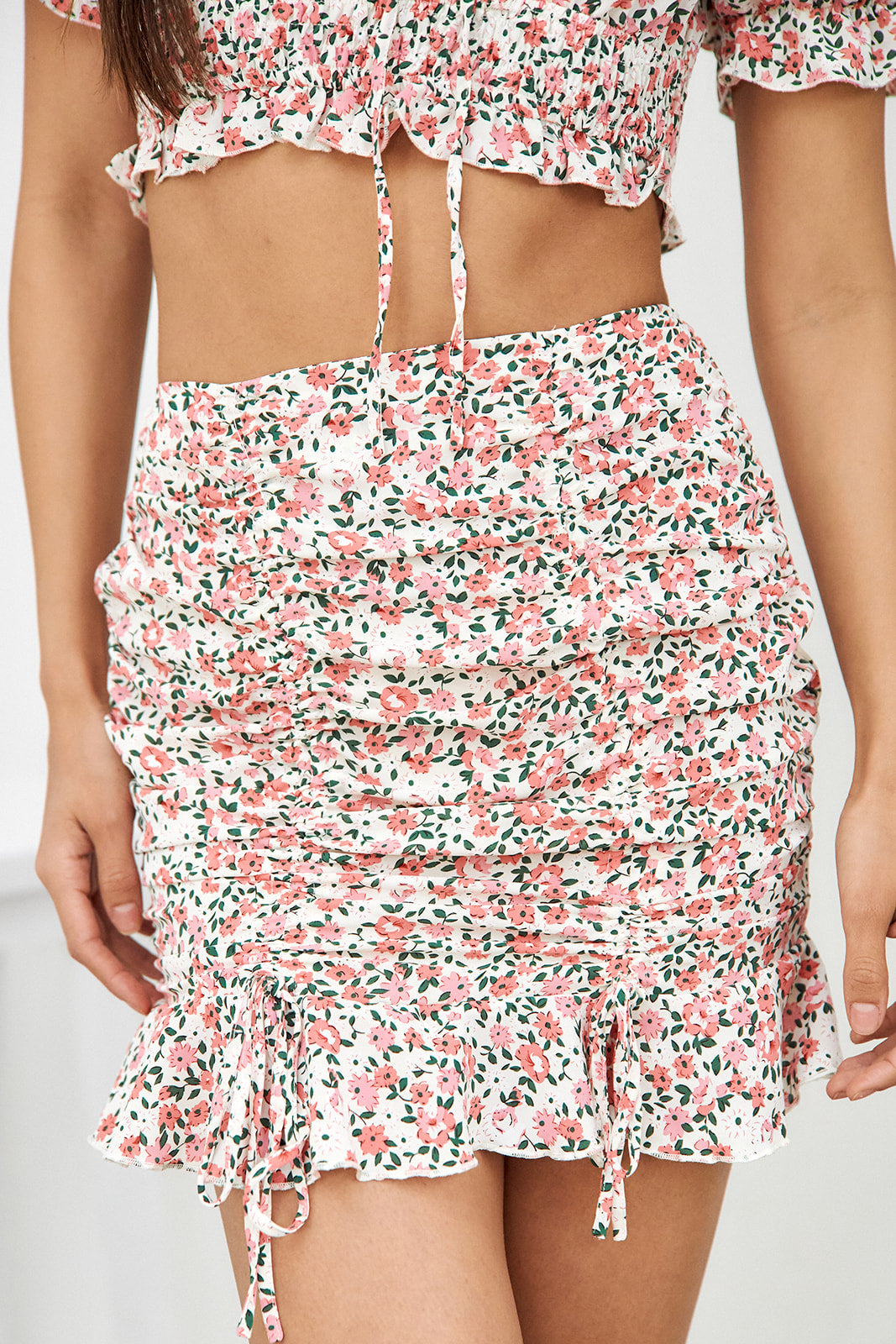 SALE- Demi Ruched Detail Floral Skirt