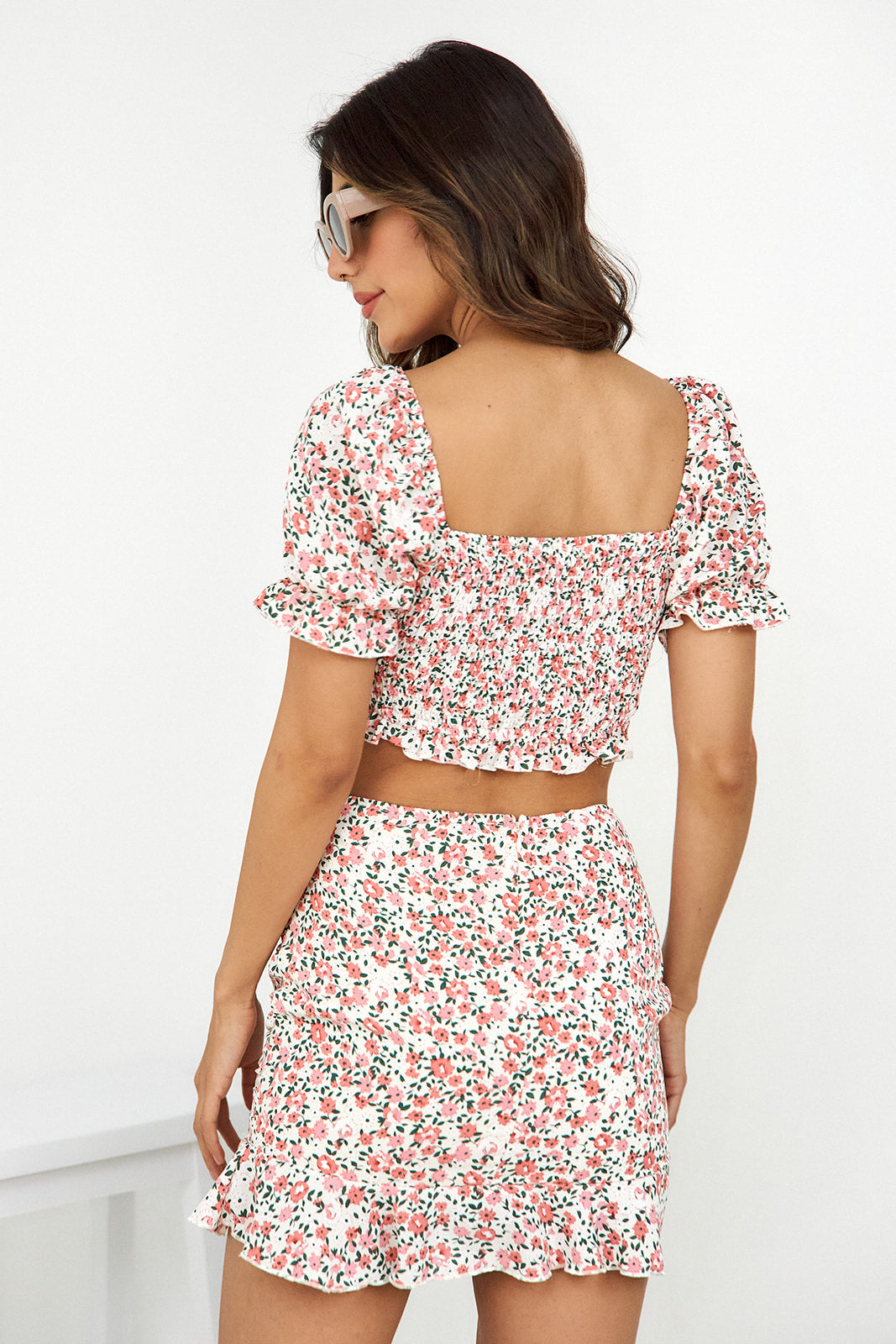 SALE- Demi Ruched Detail Floral Skirt