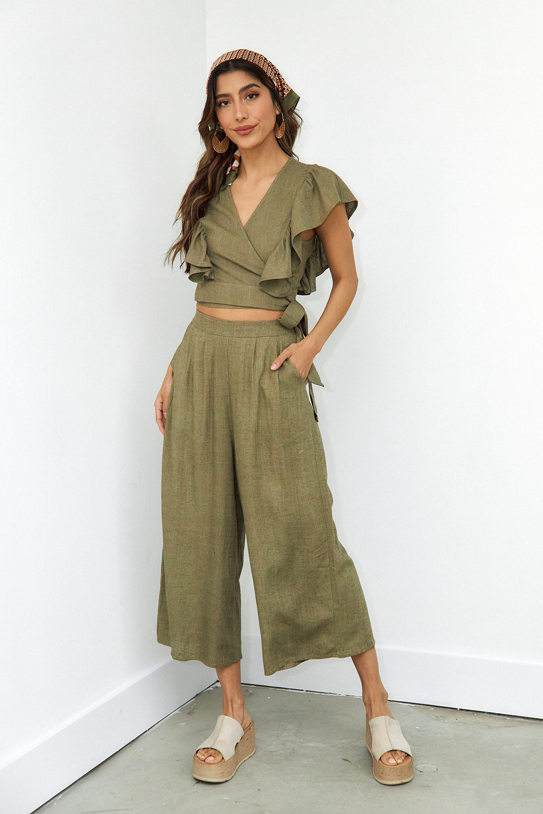 SALE - Medi Ruffled Sleeve Wrap Blouse