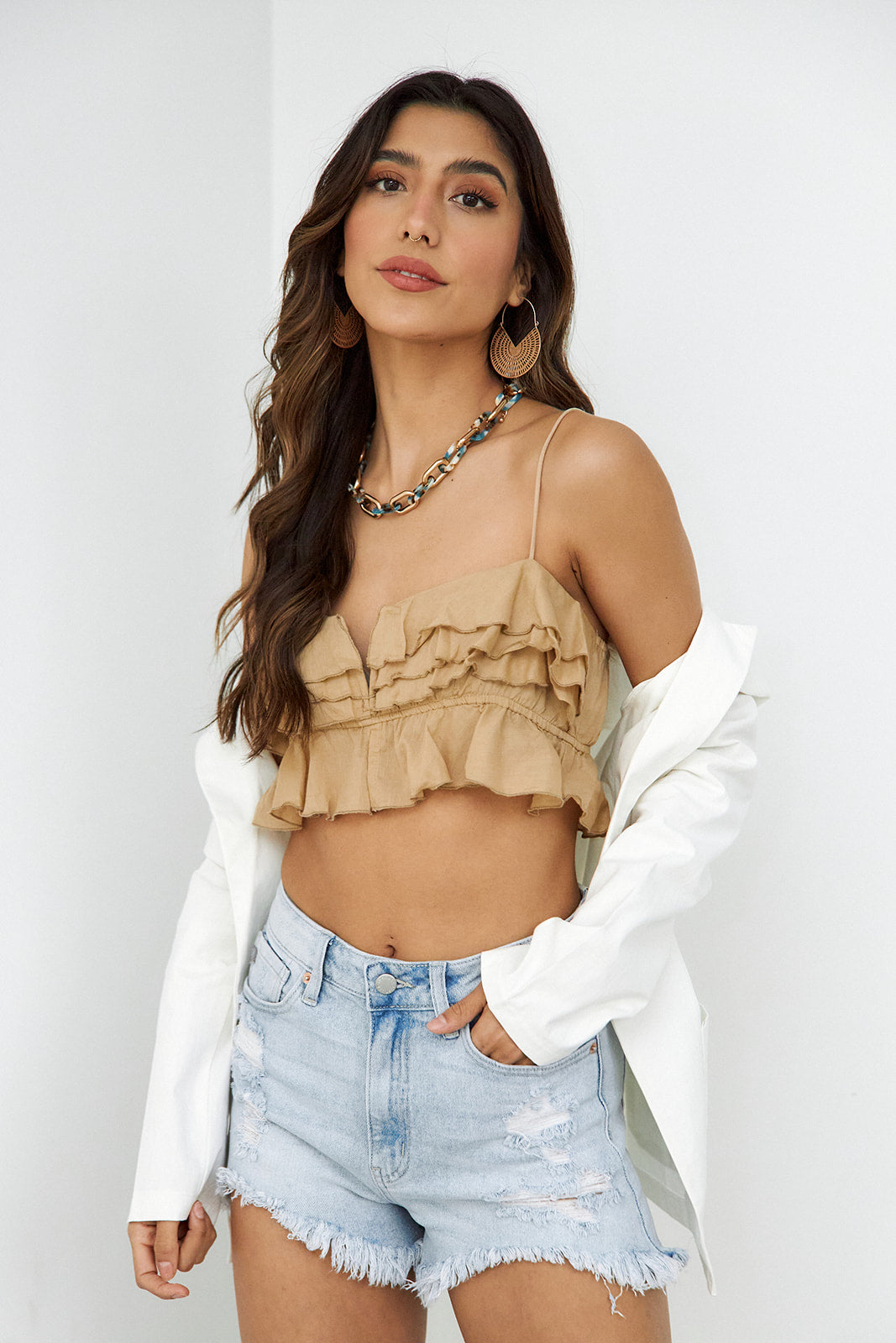 Atlas Ruffle Cami Cropped Top