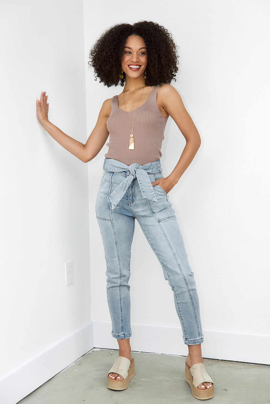 SALE- Havin High Rise Belted Skinny Jeans