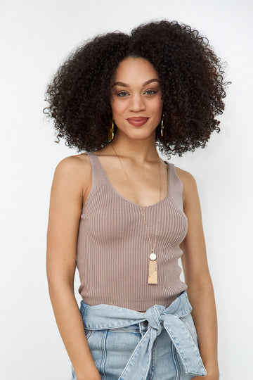 SALE- Primose Ribbed V Neck Cropped Tank