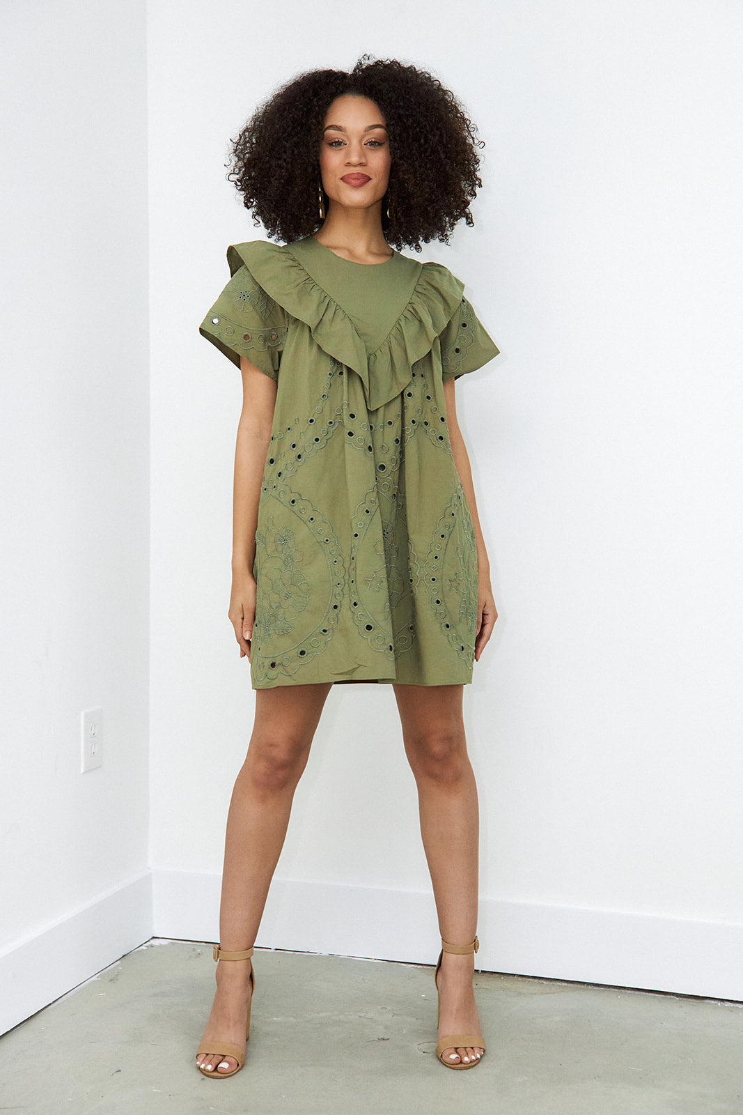 Beverlie Ruffled Eyelet Dress
