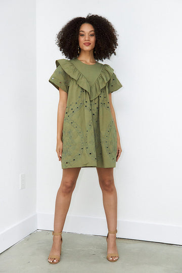 Beverlie Ruffled Eyelet Dress