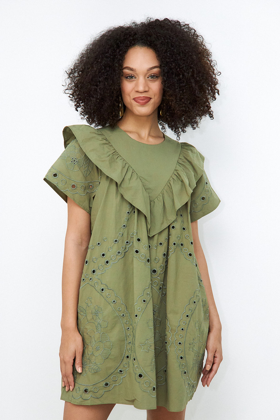 Beverlie Ruffled Eyelet Dress
