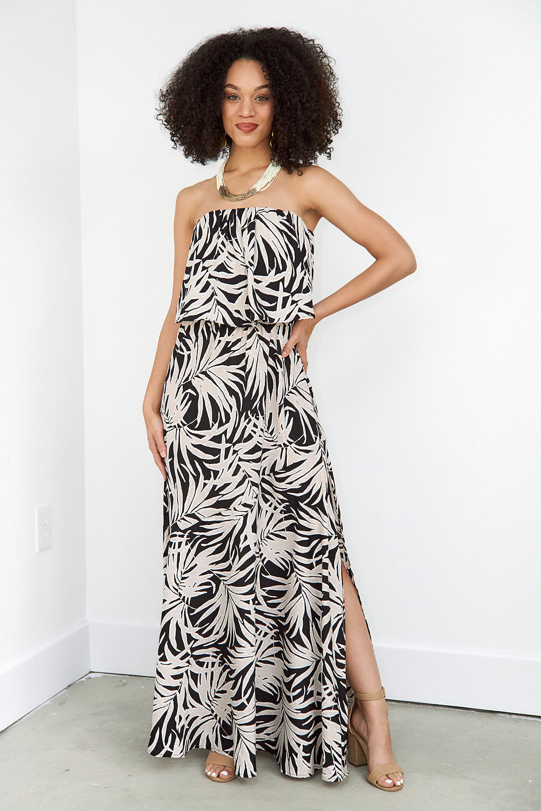 SALE- Santiago Palm Print Maxi Dress